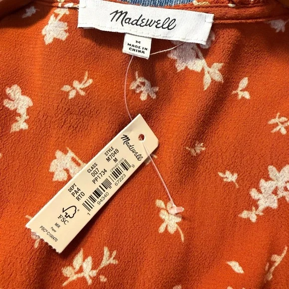 Madewell Floral Ruffle Trim Wrap Dress - Picture 8 of 9